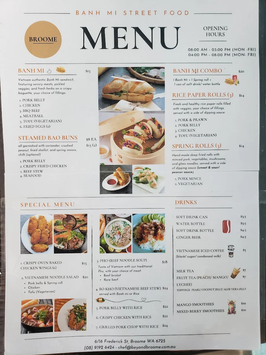 Menu, Banh Mi Street Food