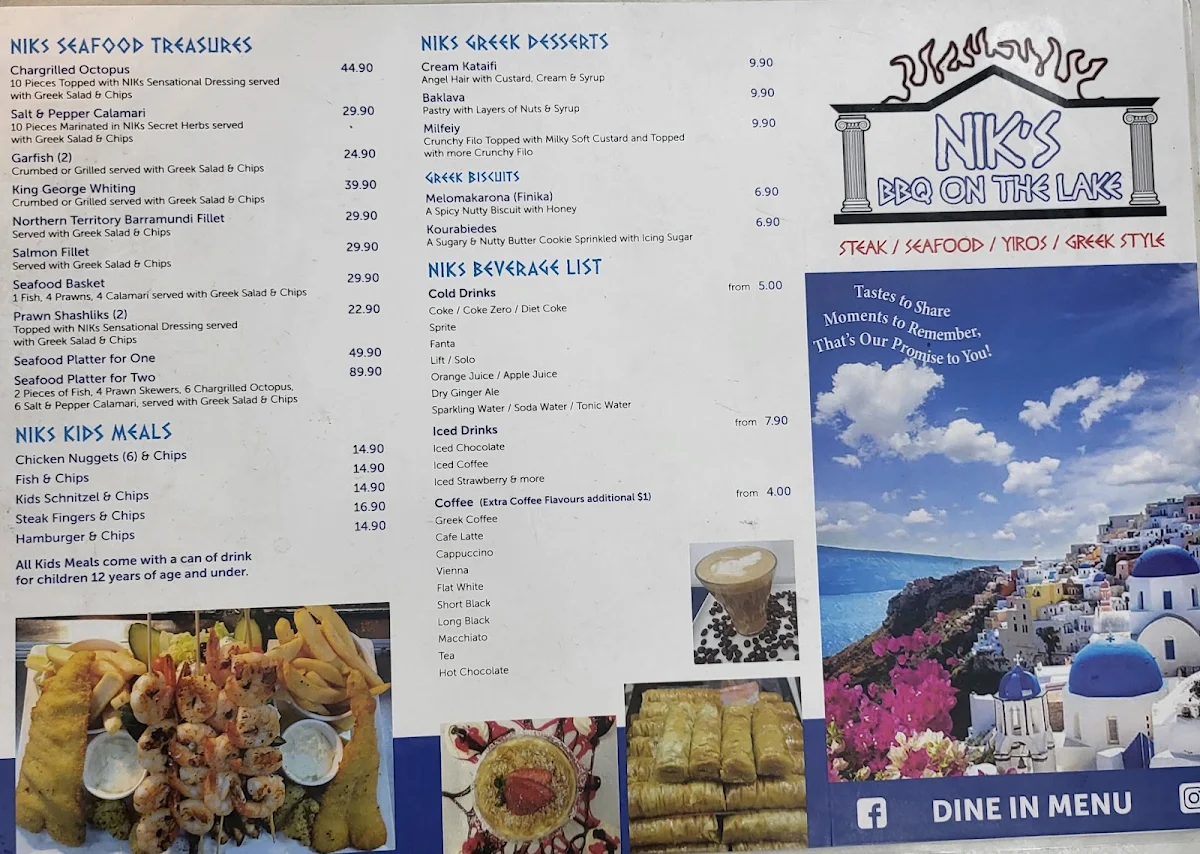 Menu, Nik's BBQ on The Lake