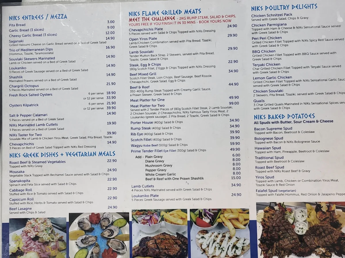 Menu, Nik's BBQ on The Lake