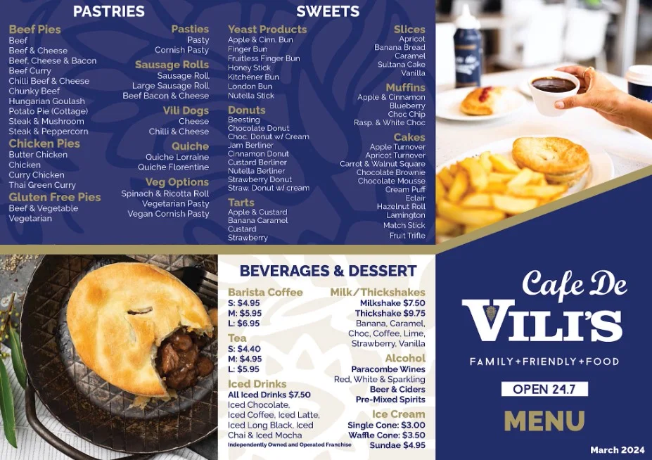 Menu, Café De Vili's