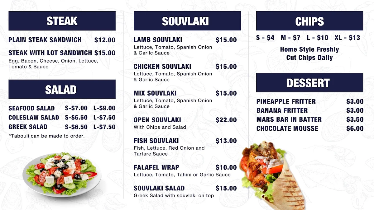 Menu, Seaford Fish & Chips