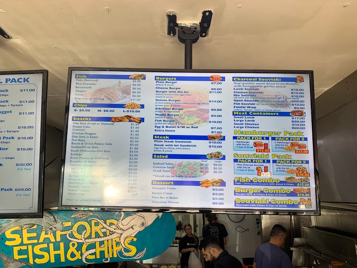 Menu, Seaford Fish & Chips
