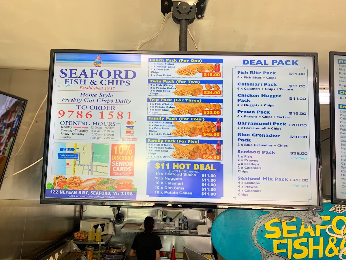 Menu, Seaford Fish & Chips