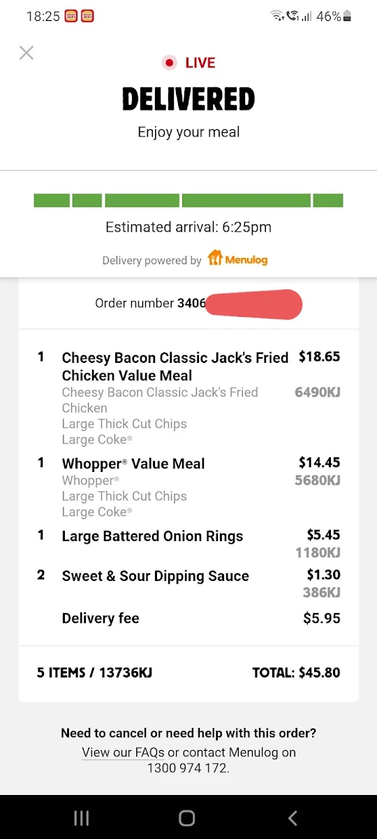 Menu, Hungry Jack's Burgers Maitland