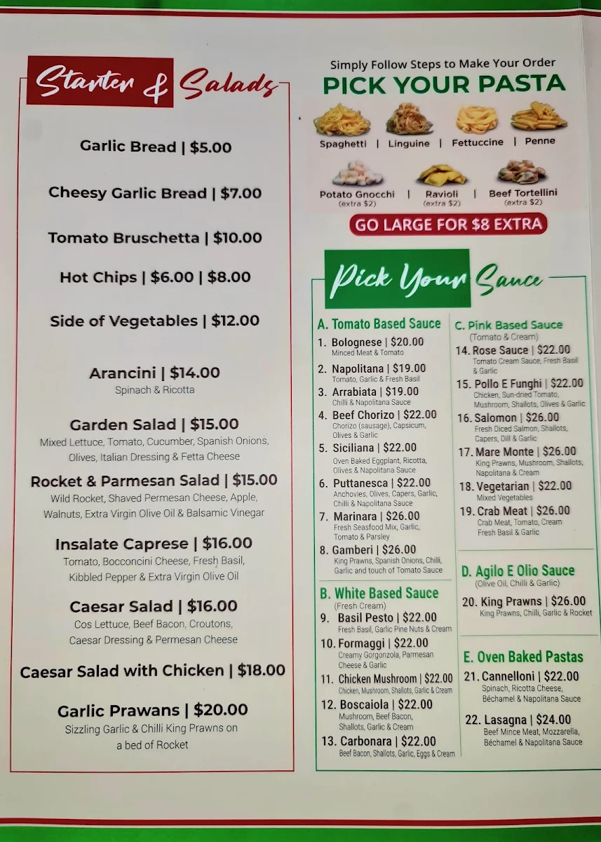 Menu, Pasta Della