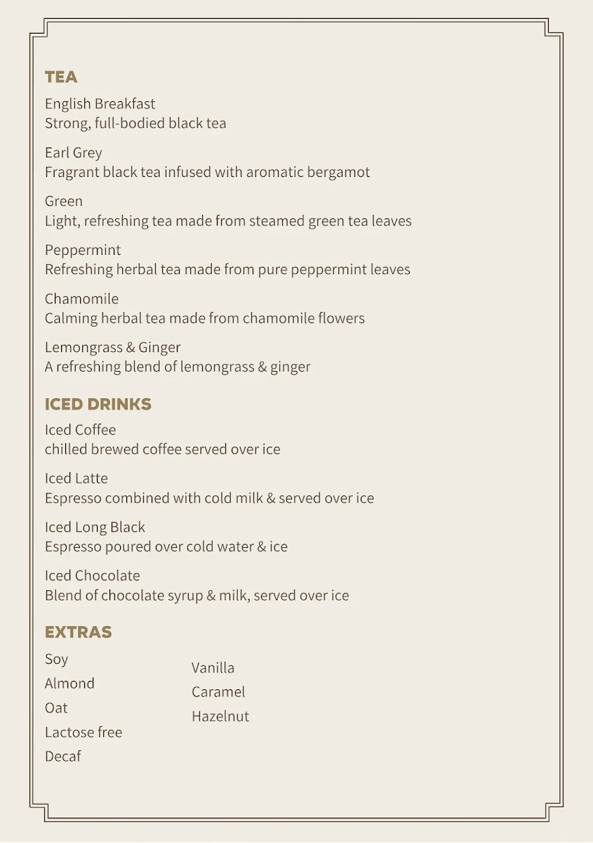 Menu, Station Hotel Parramatta