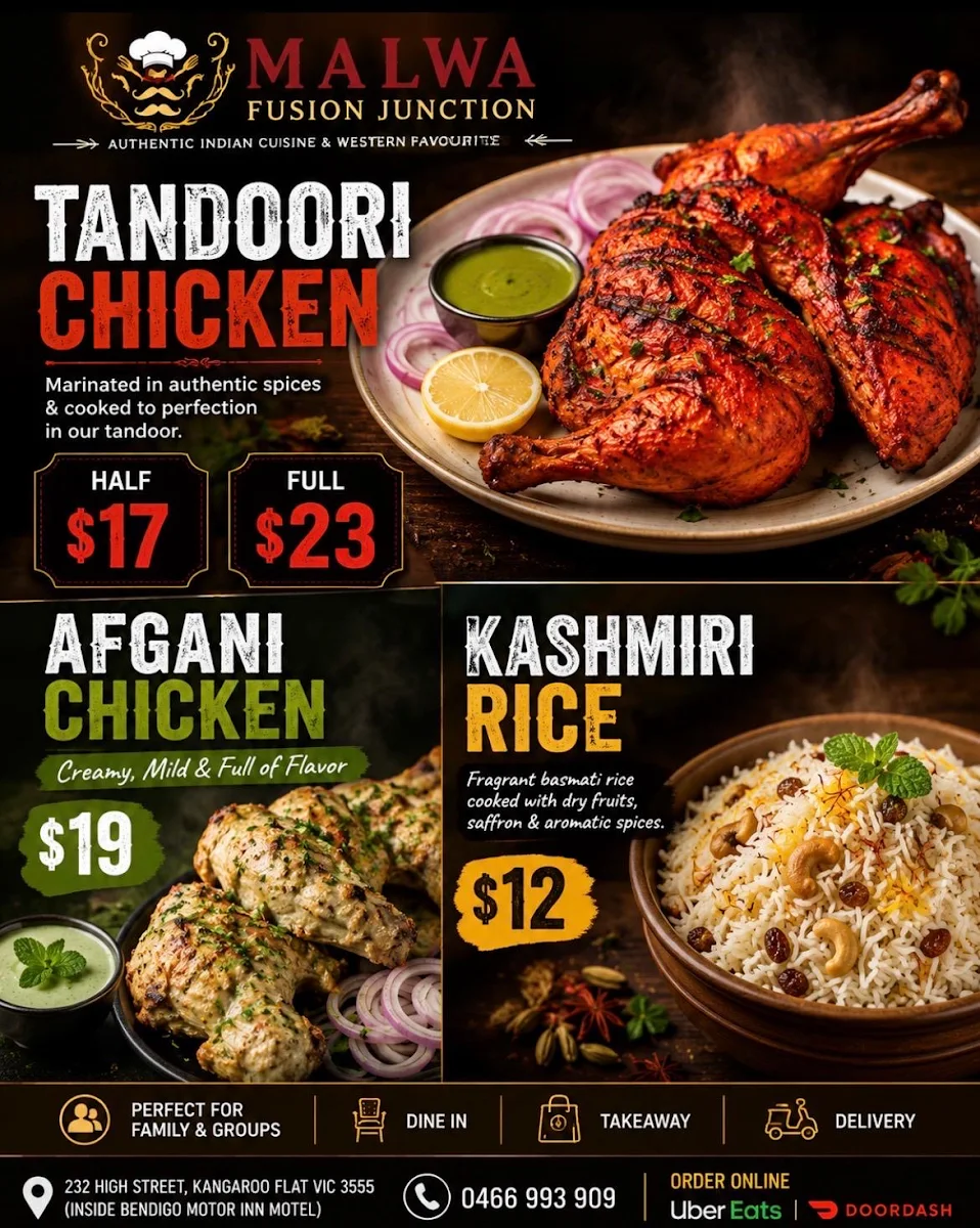 Menu, Malwa Fusion Junction