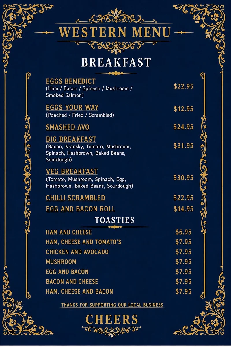 Menu, Malwa Fusion Junction