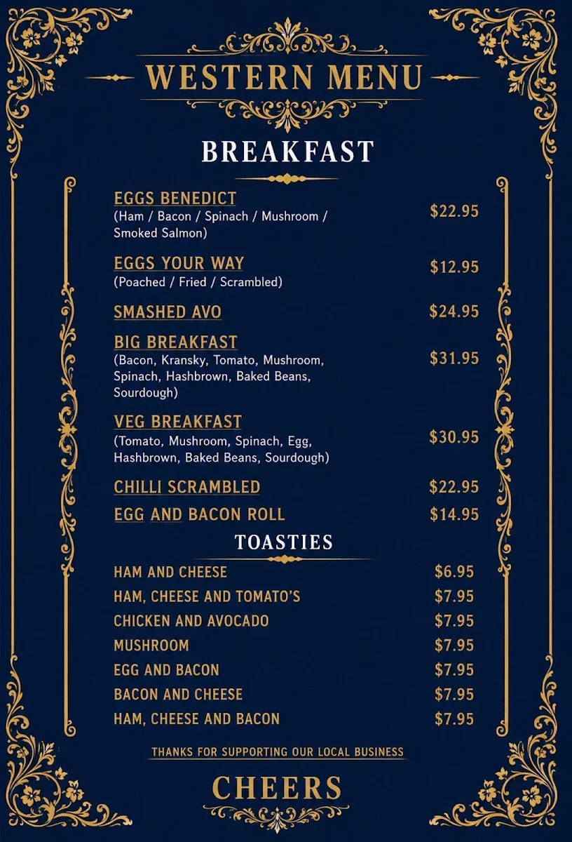 Menu, Malwa Fusion Junction