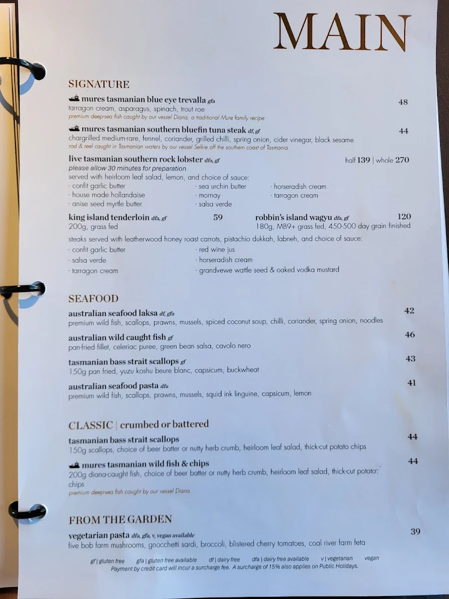 Menu, Pearl + Co