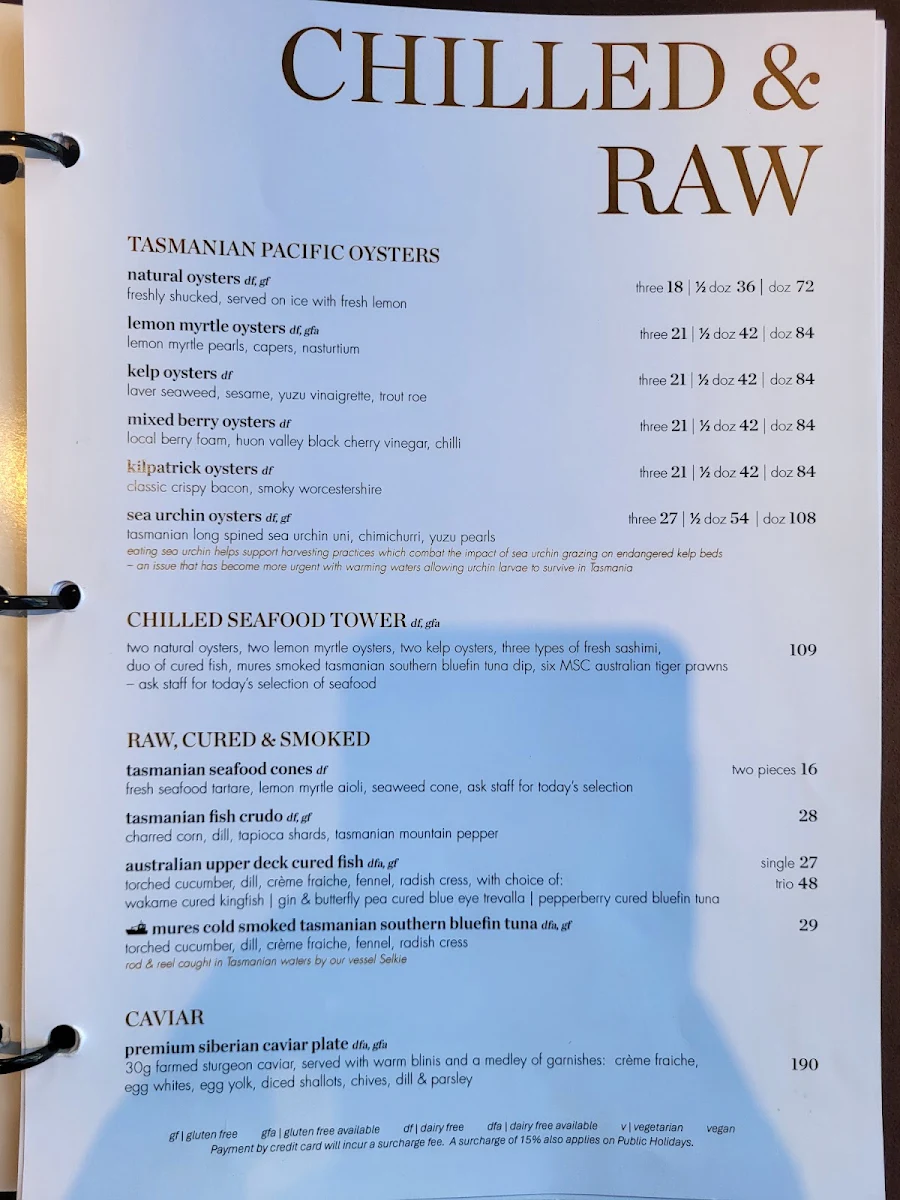 Menu, Pearl + Co