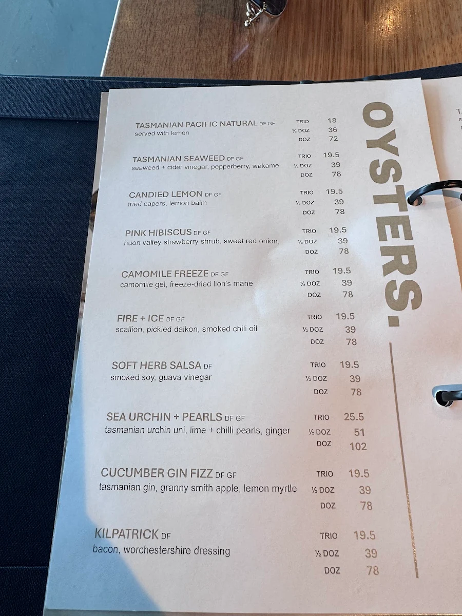 Menu, Pearl + Co