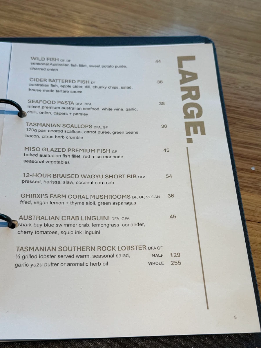 Menu, Pearl + Co