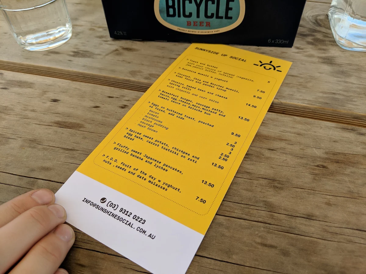 Menu, Sunshine Social - BBQ