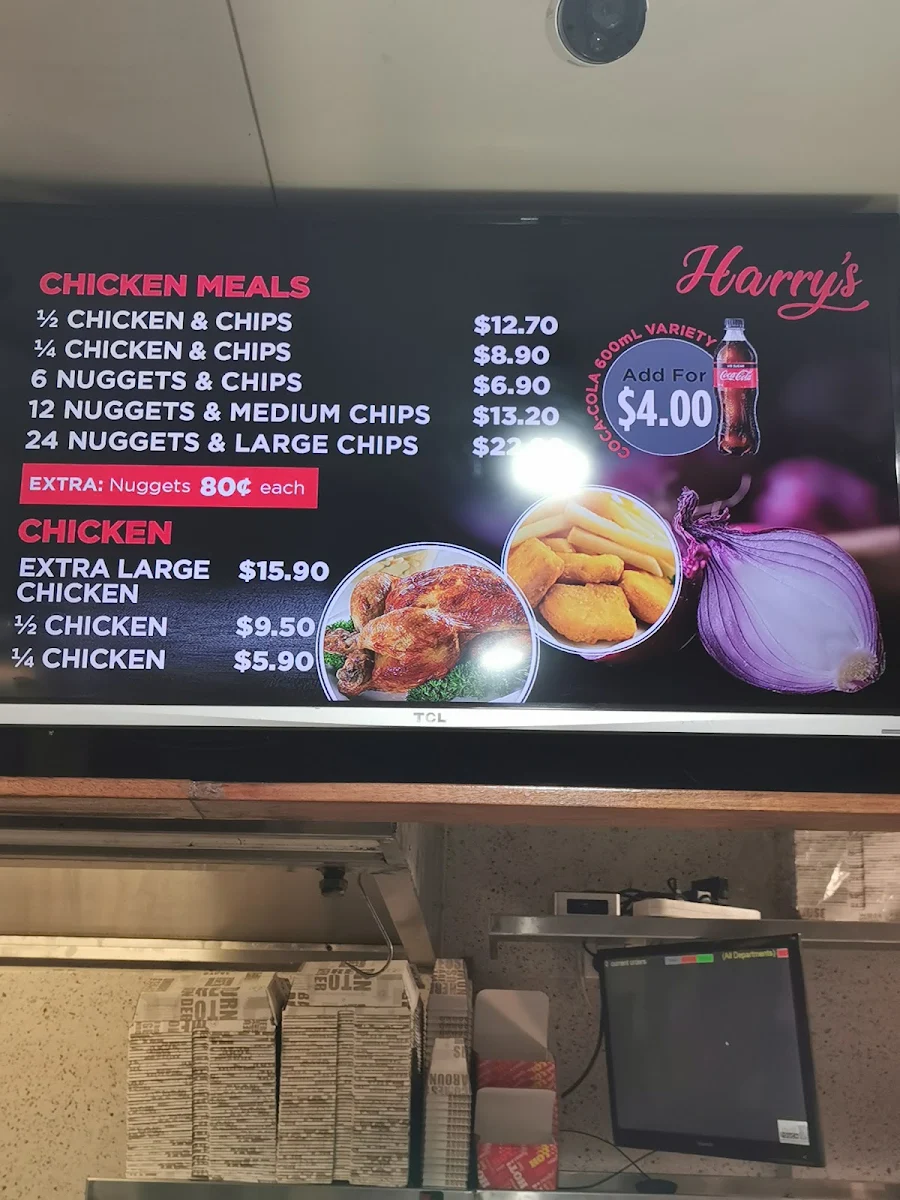 Menu, Harry's Christine Corner Burleigh Waters