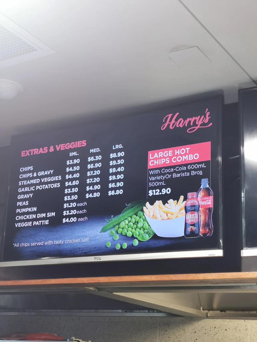 Menu, Harry's Christine Corner Burleigh Waters