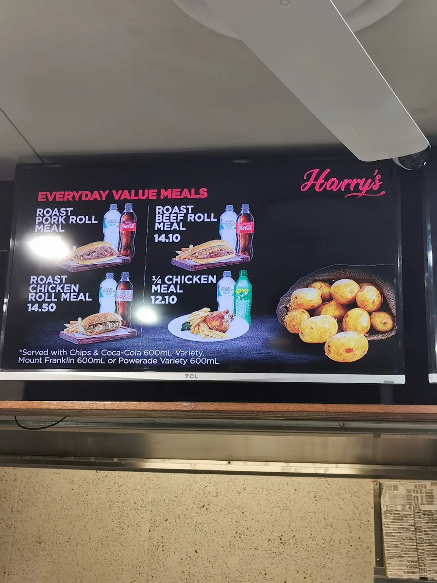 Menu, Harry's Christine Corner Burleigh Waters