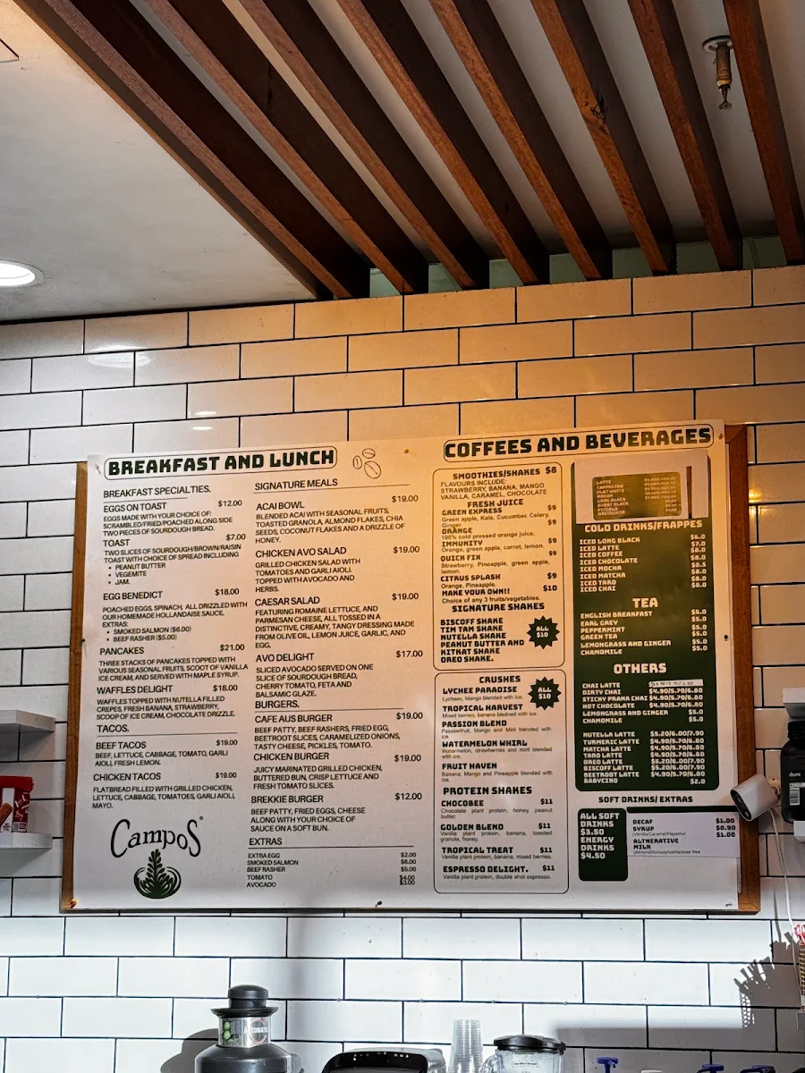Menu, Cafe Australia