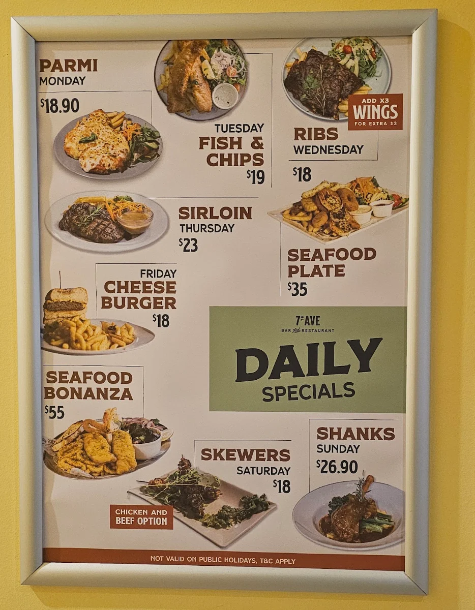 Menu, The 7th Ave Bar & Restaurant