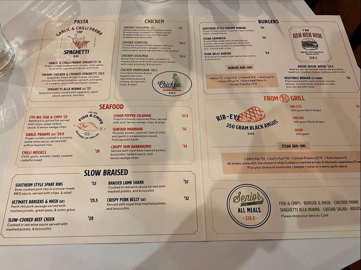 Menu, The 7th Ave Bar & Restaurant