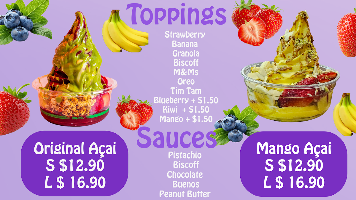 Menu, Blades and Berry Acai shop