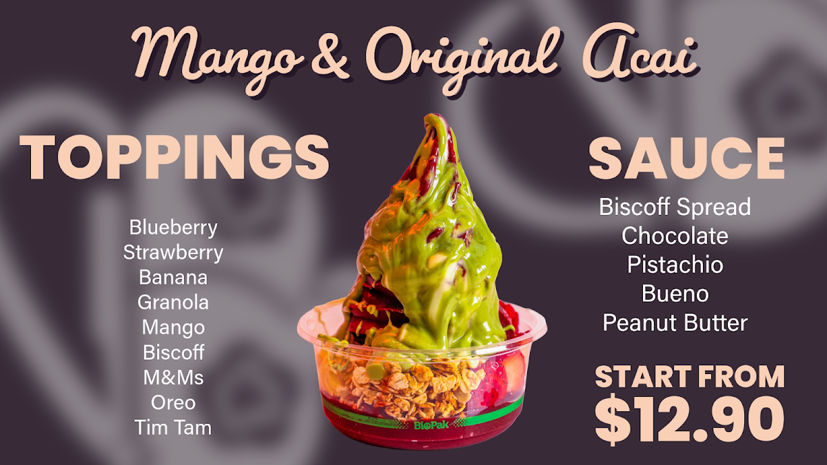 Menu, Blades and Berry Acai shop