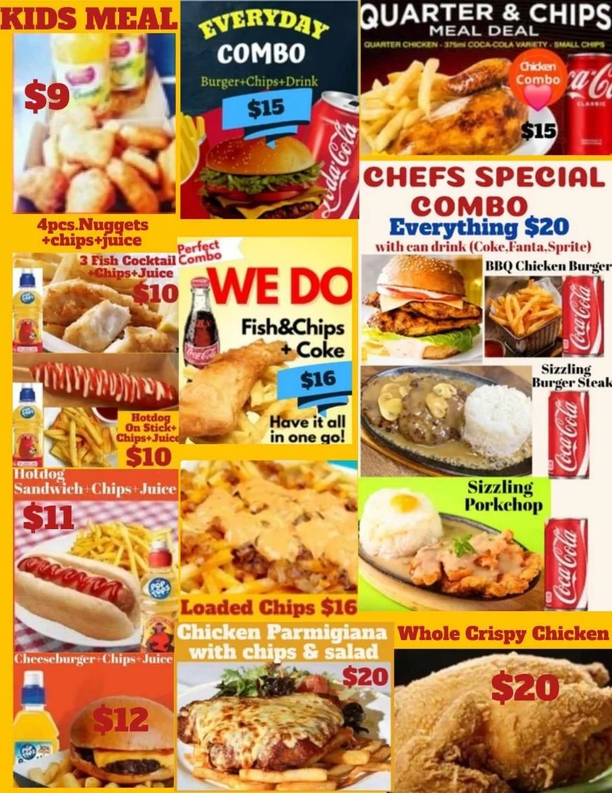 Menu, Filo-Aus Family Takeaway