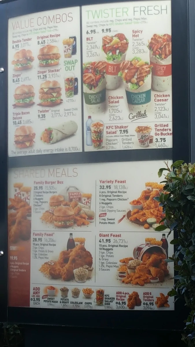 Menu, KFC Reynella
