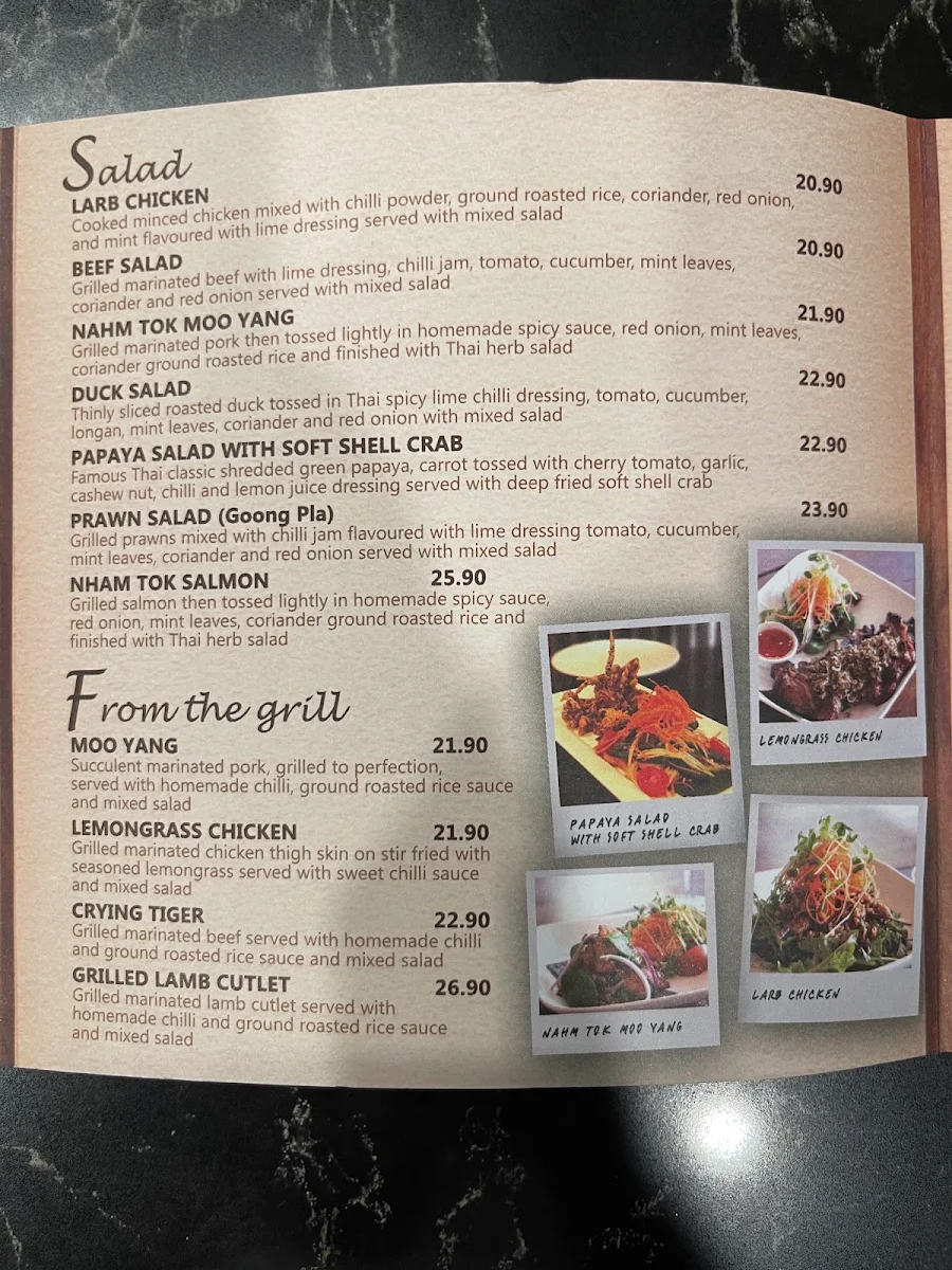 Menu, Gati Thai Restaurant