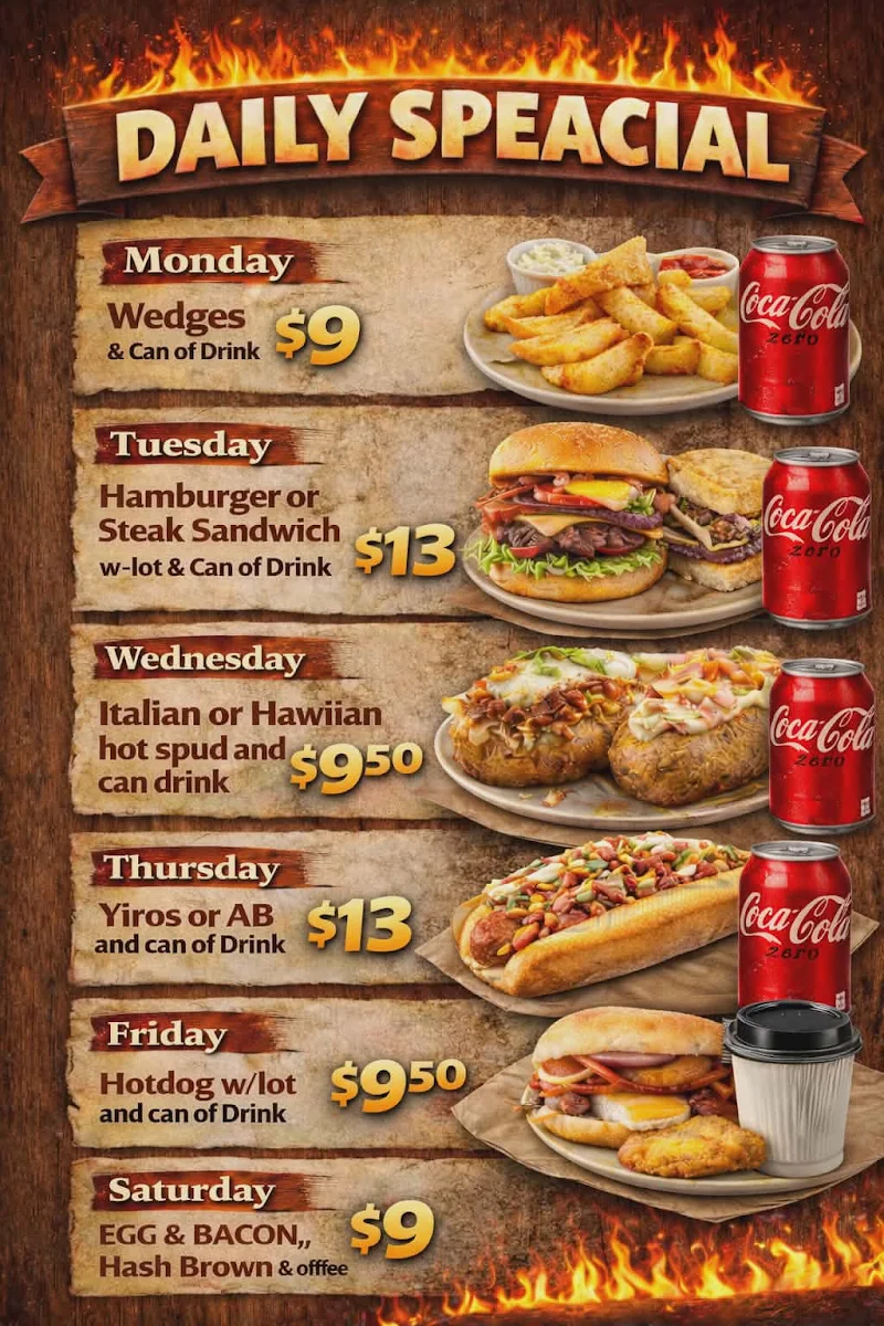 Menu, Munchies Community Cafe