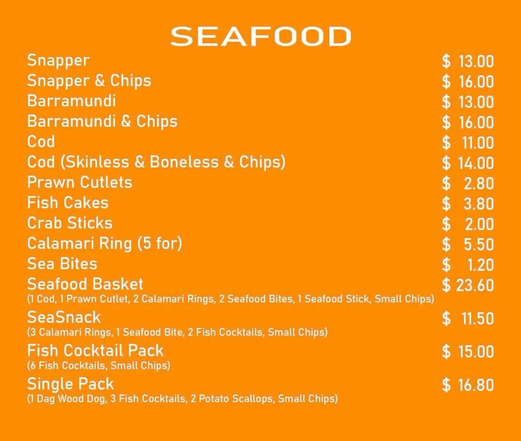 Menu, Biota Takeaway