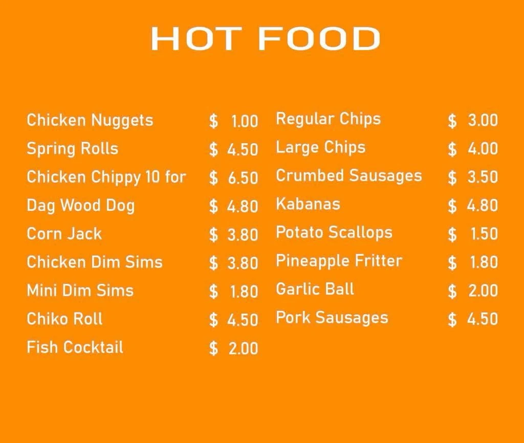 Menu, Biota Takeaway