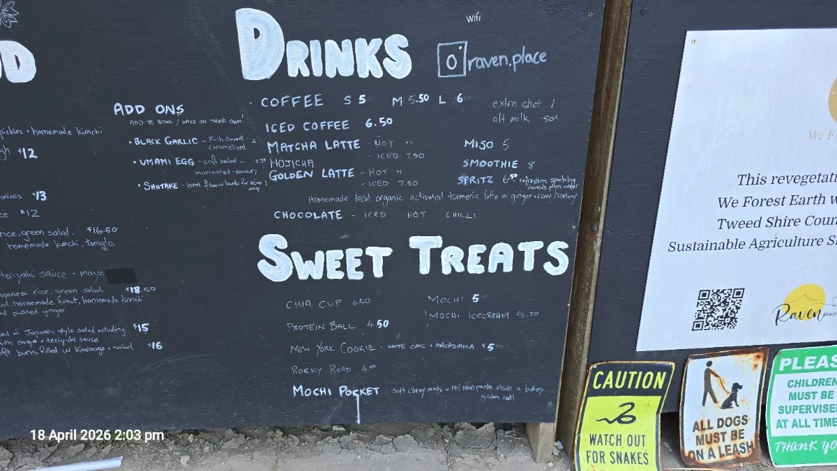 Menu, Raven Place
