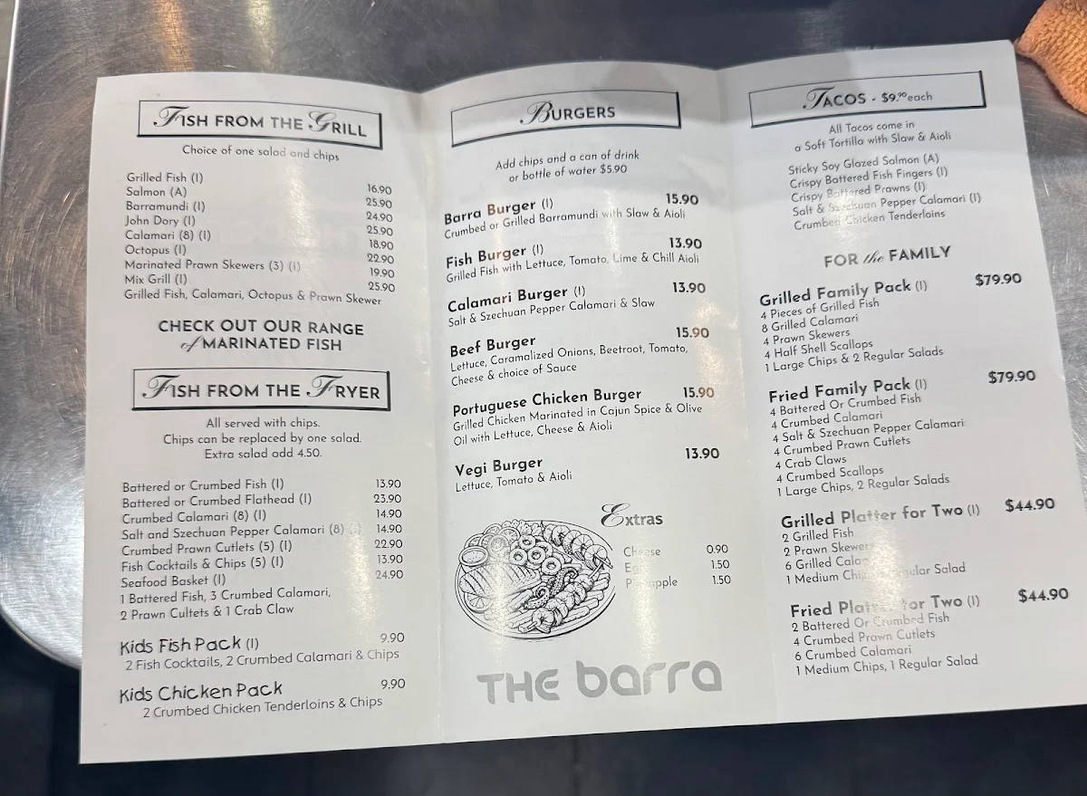 Menu, The Barra