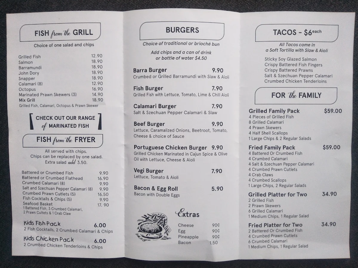 Menu, The Barra