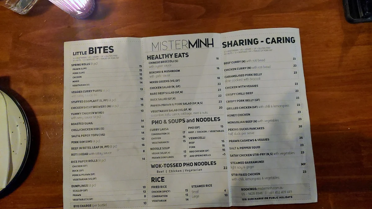 Menu, Mister Minh
