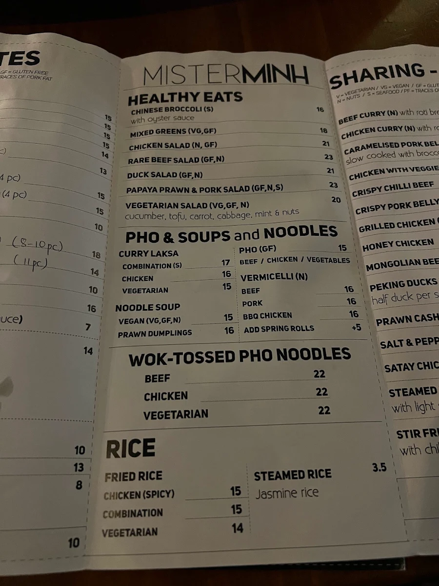 Menu, Mister Minh