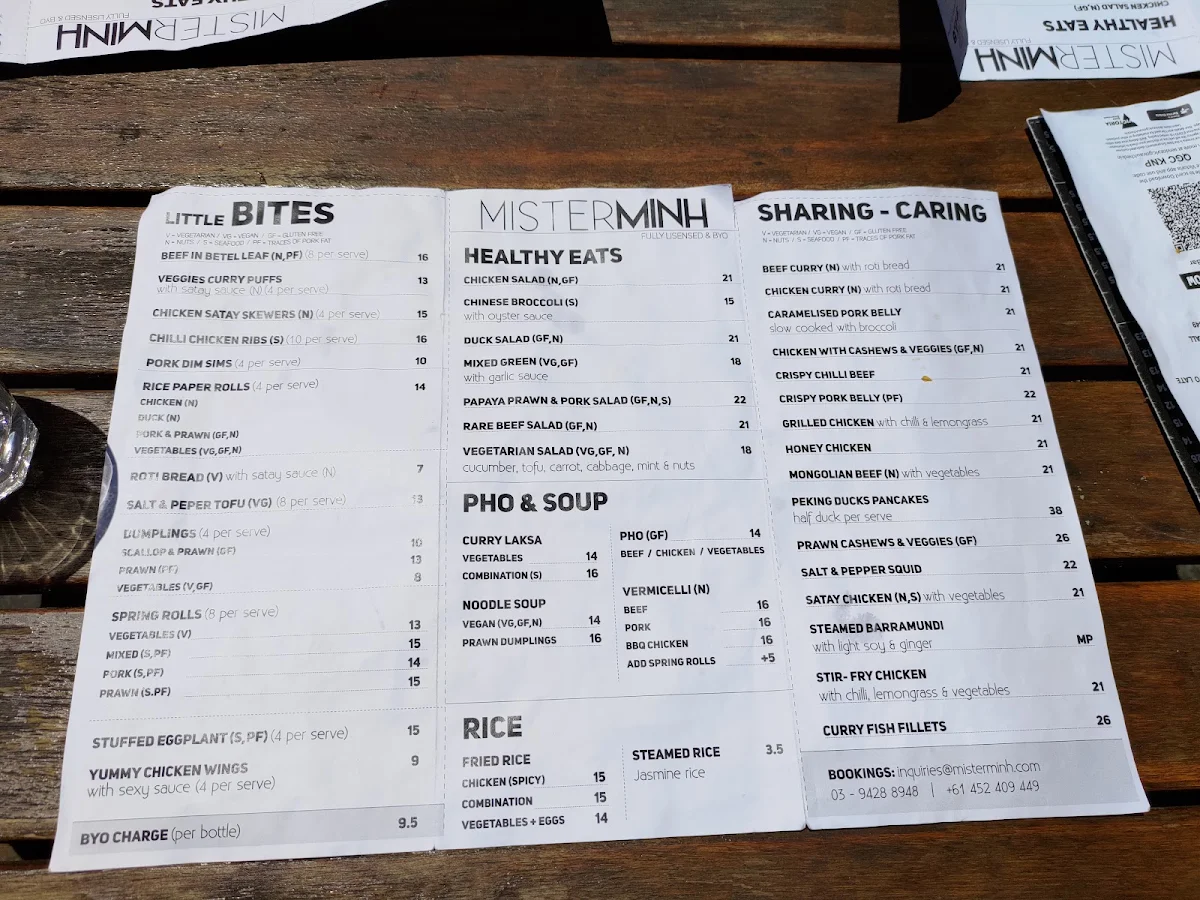 Menu, Mister Minh