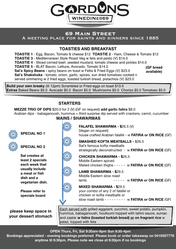 Menu, GordonS