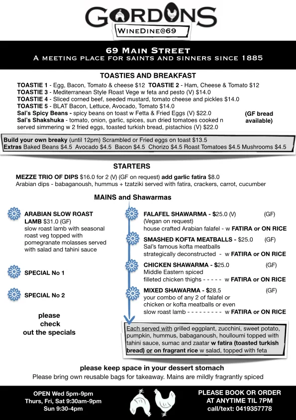 Menu, GordonS