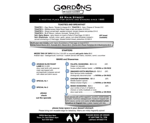 Menu, GordonS