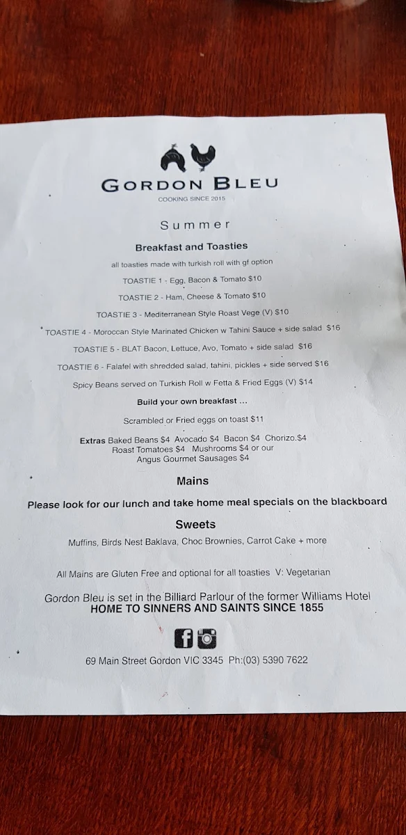 Menu, GordonS