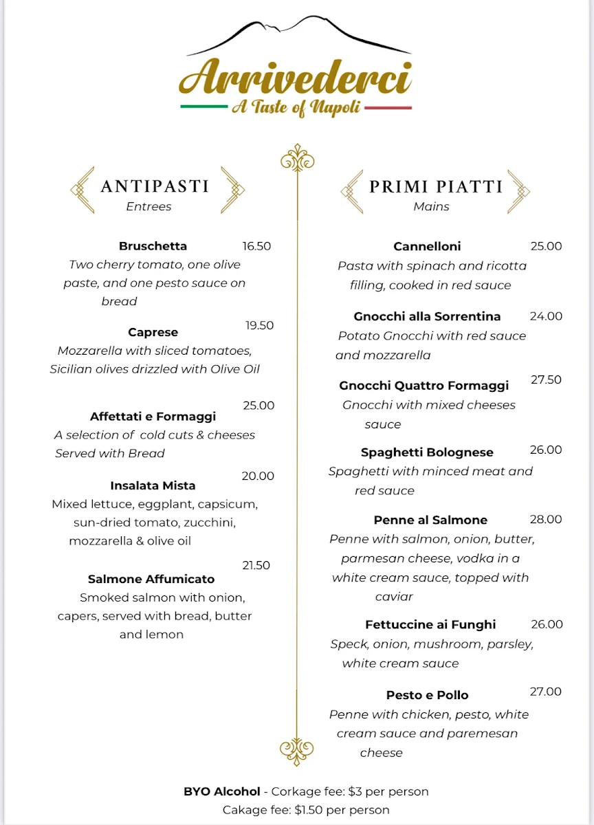 Menu, Arrivederci
