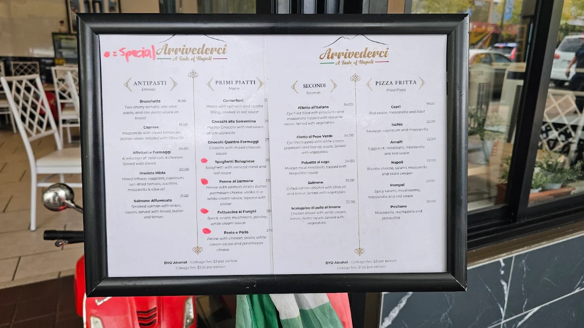Menu, Arrivederci