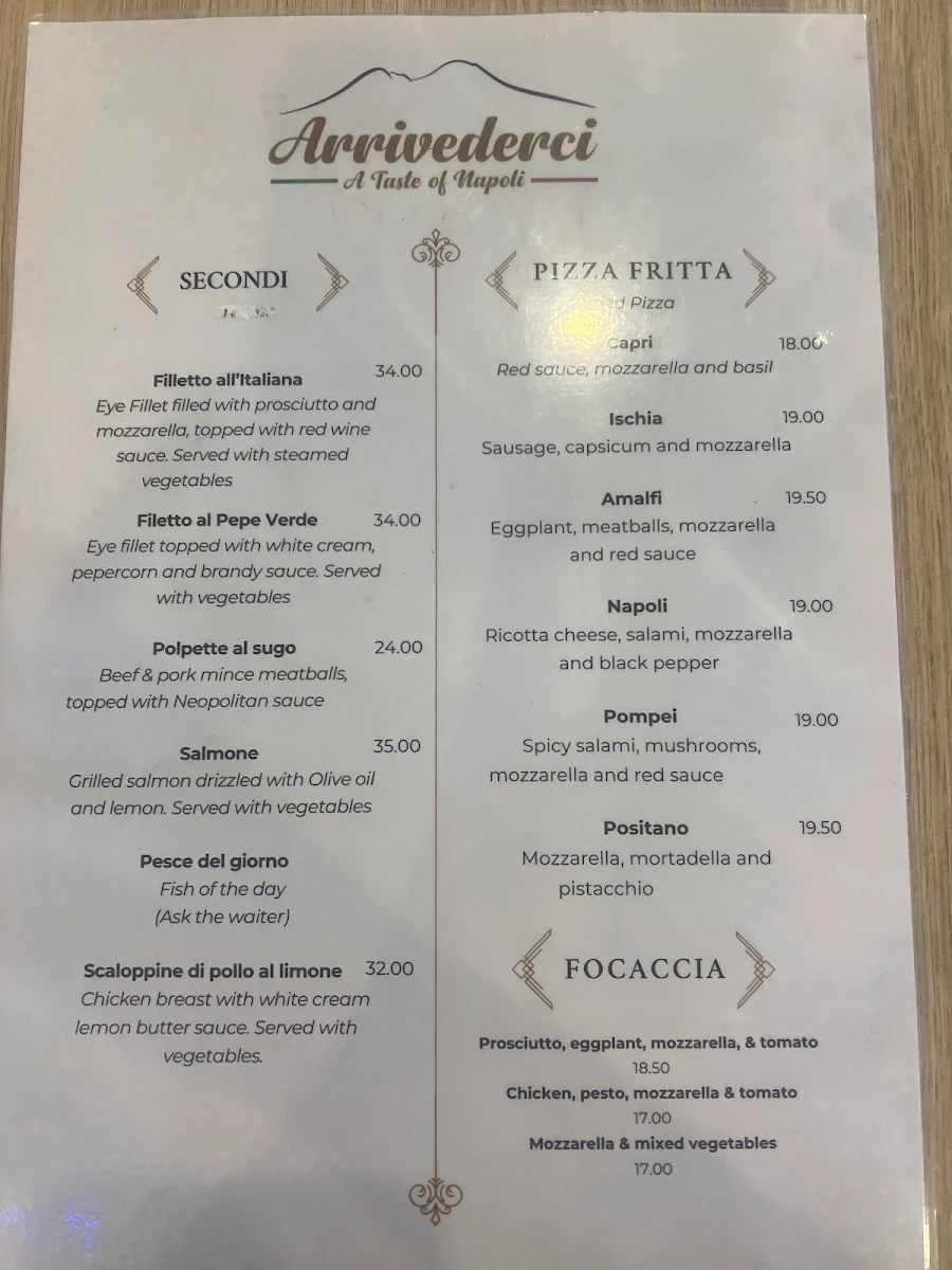 Menu, Arrivederci