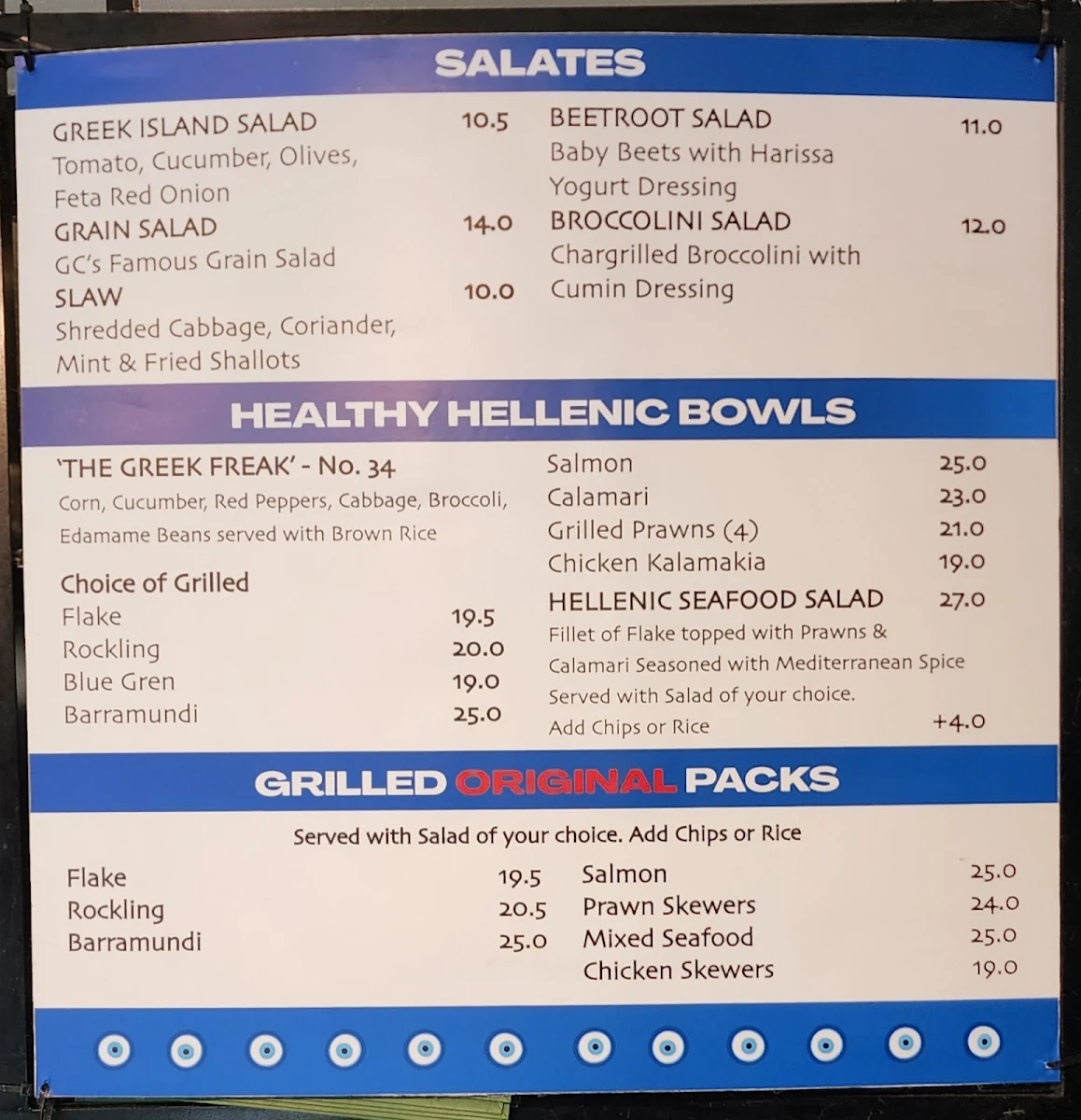 Menu, The Original Greek Fish & Chip Shop