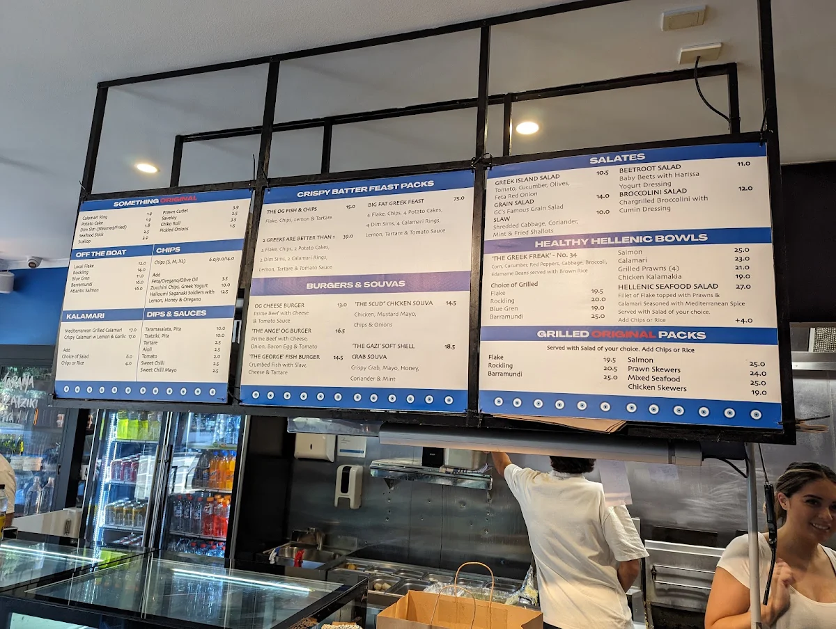 Menu, The Original Greek Fish & Chip Shop