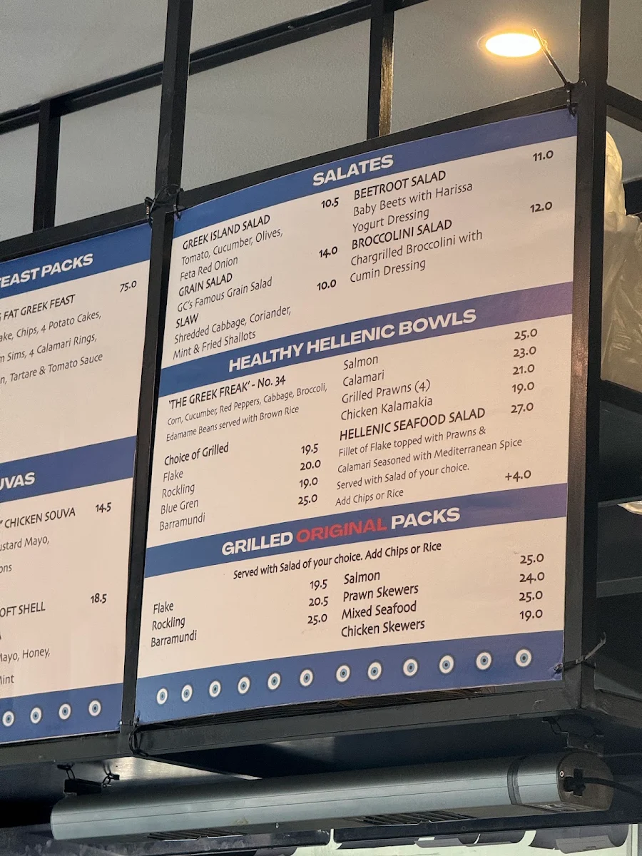 Menu, The Original Greek Fish & Chip Shop