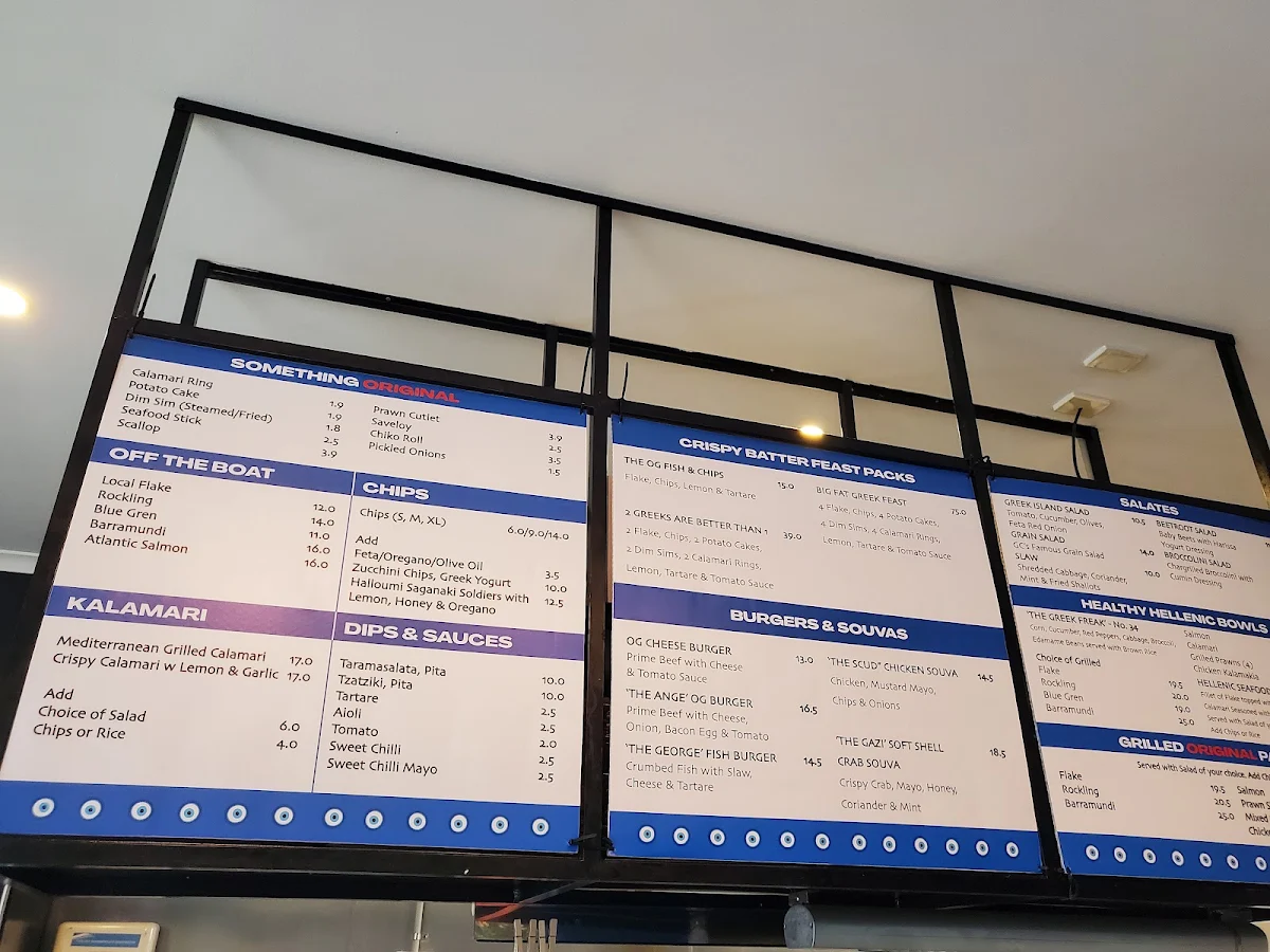 Menu, The Original Greek Fish & Chip Shop