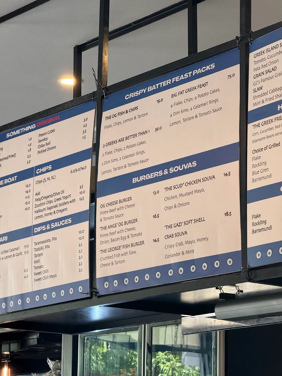 Menu, The Original Greek Fish & Chip Shop